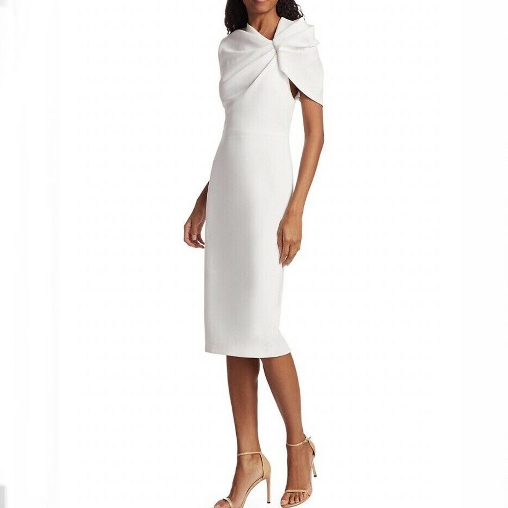 Alice + Olivia NWOT White Kiro Ruffle Shoulder Midi Dress Size 6